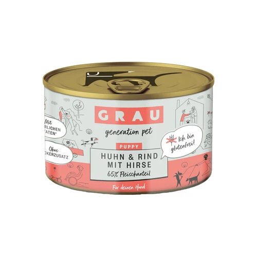 Grau Puppy/Junior Hundefutter - Huhn, Rind & Hirse – Bild 2